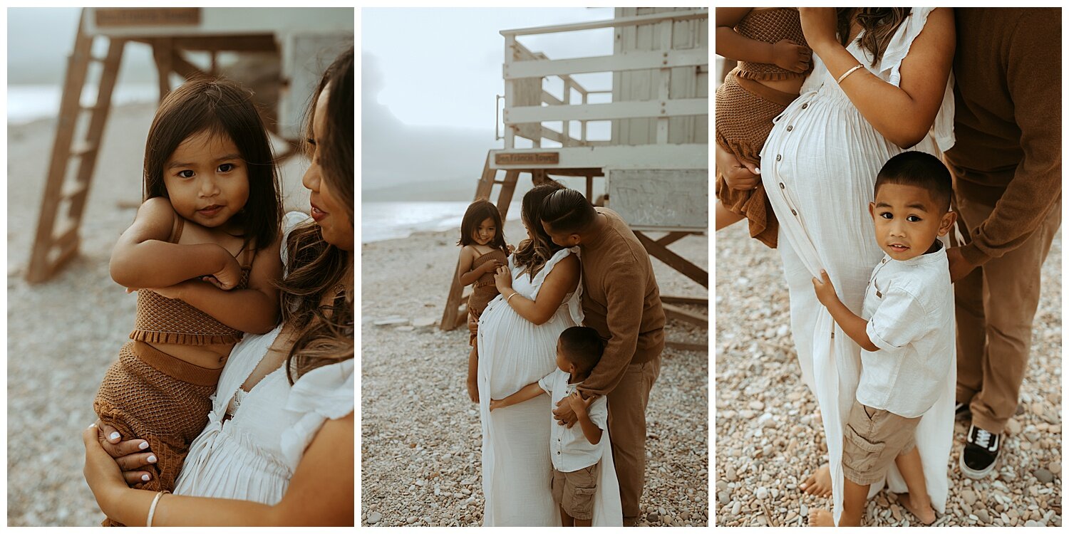 family maternity session on Los Angeles beach